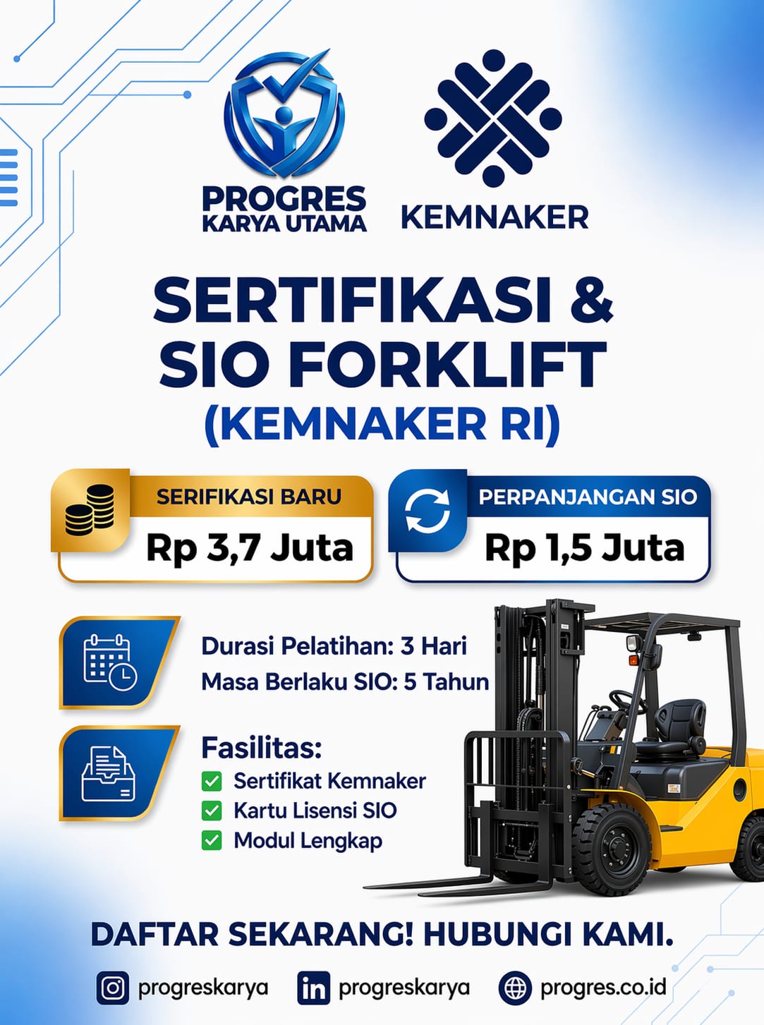 Biaya Pelatihan SIO Forklift Terbaru + Jadwal Training