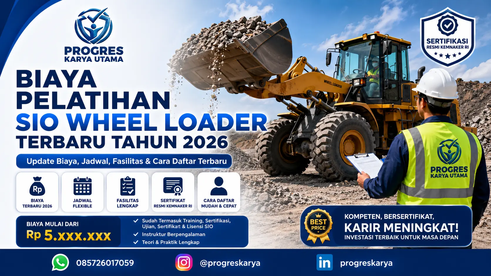 Biaya Pelatihan SIO Wheel Loader Terbaru Tahun 2026