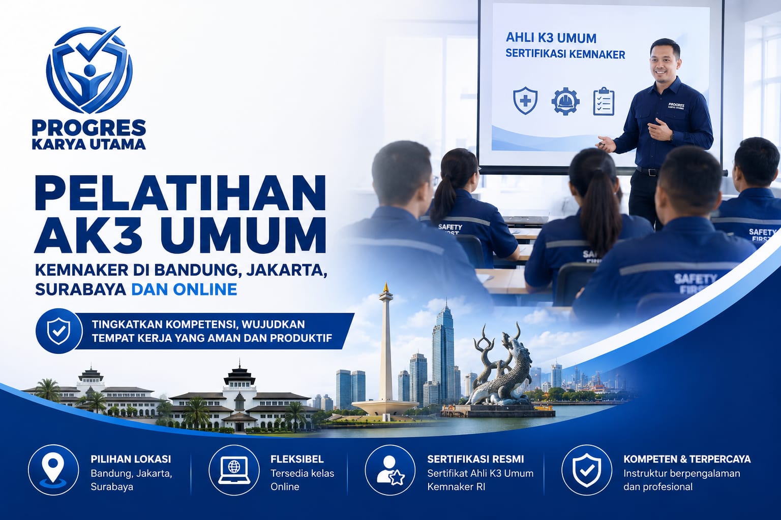 Pelatihan AK3 Umum Kemnaker di Bandung, Jakarta, Surabaya, dan Online