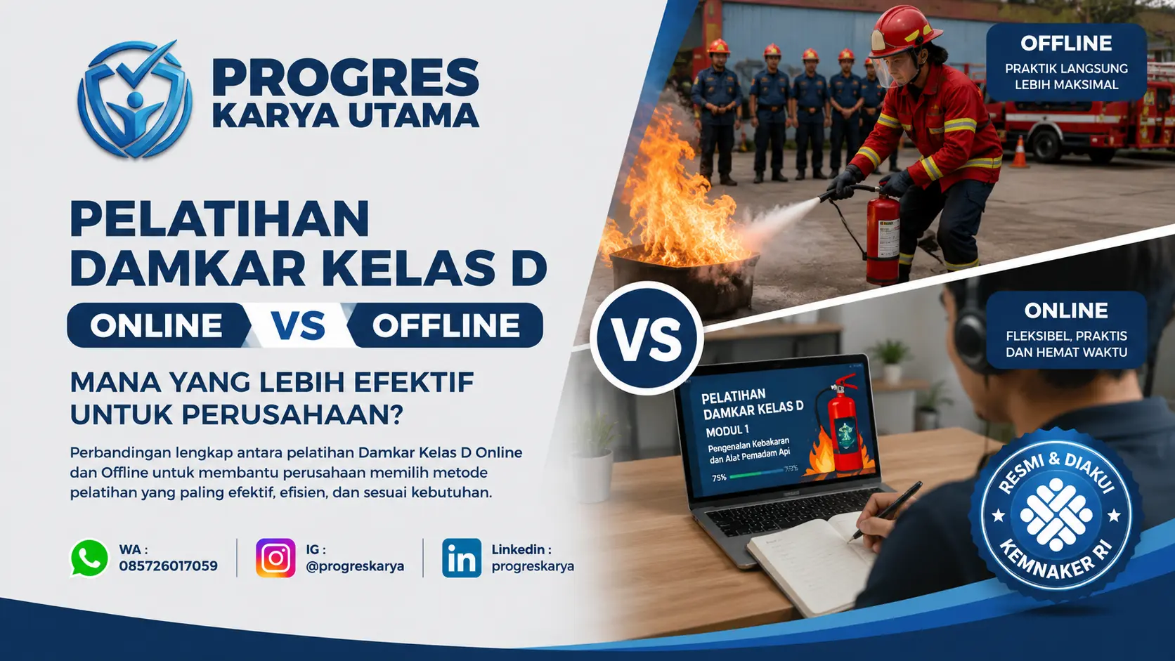 Pelatihan Damkar Kelas D Online vs Offline: Mana yang Lebih Efektif untuk Perusahaan?